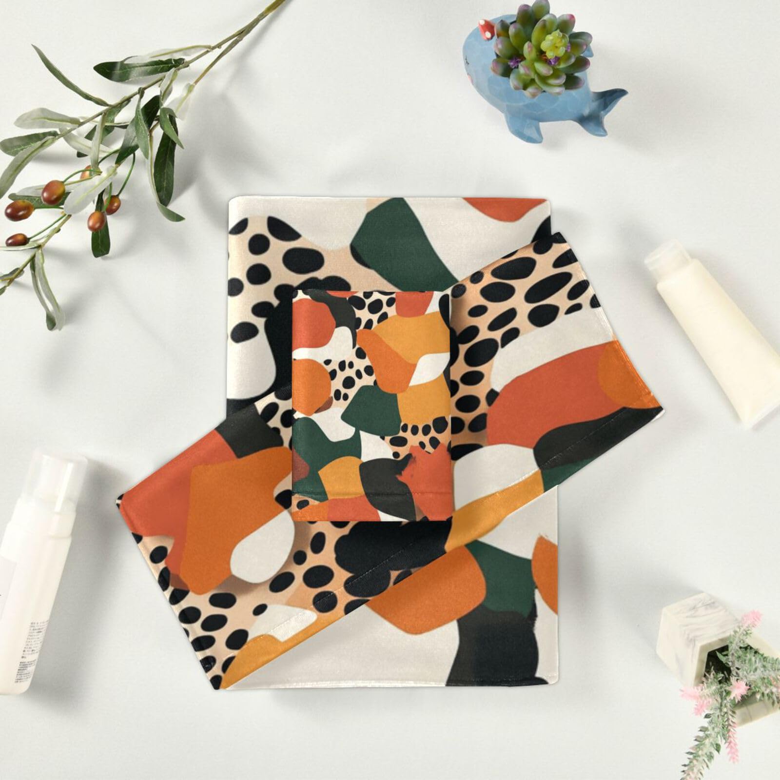 Set di 3 asciugamani per il viso con leopardo, 1 asciugamano da bagno, 1 asciugamano per le mani, 1 panno per la casa, cucina e famiglia