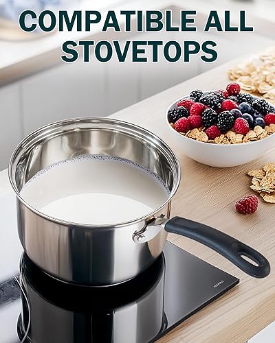 Miniatura 3 de Cook N Home Cacerola con tapa de acero inoxidable de 3 cuartos de galón, mango Stay Cool, plateado