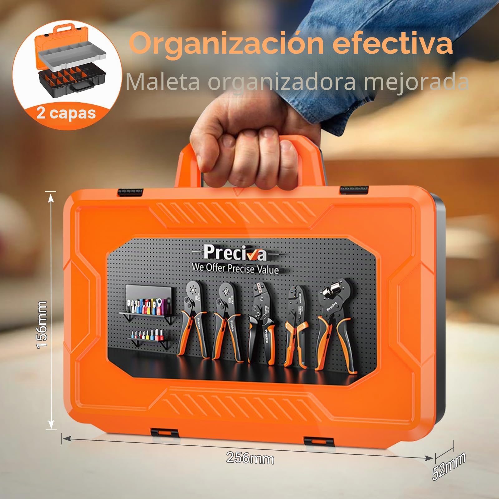 Juego de crimpadora Preciva crimpadora 0,08-16 mm² alicates de terminales con 350 gemelos y 950 casquillos de una sola línea, juego para bricolaje y necesidades industriales, 16 mm2