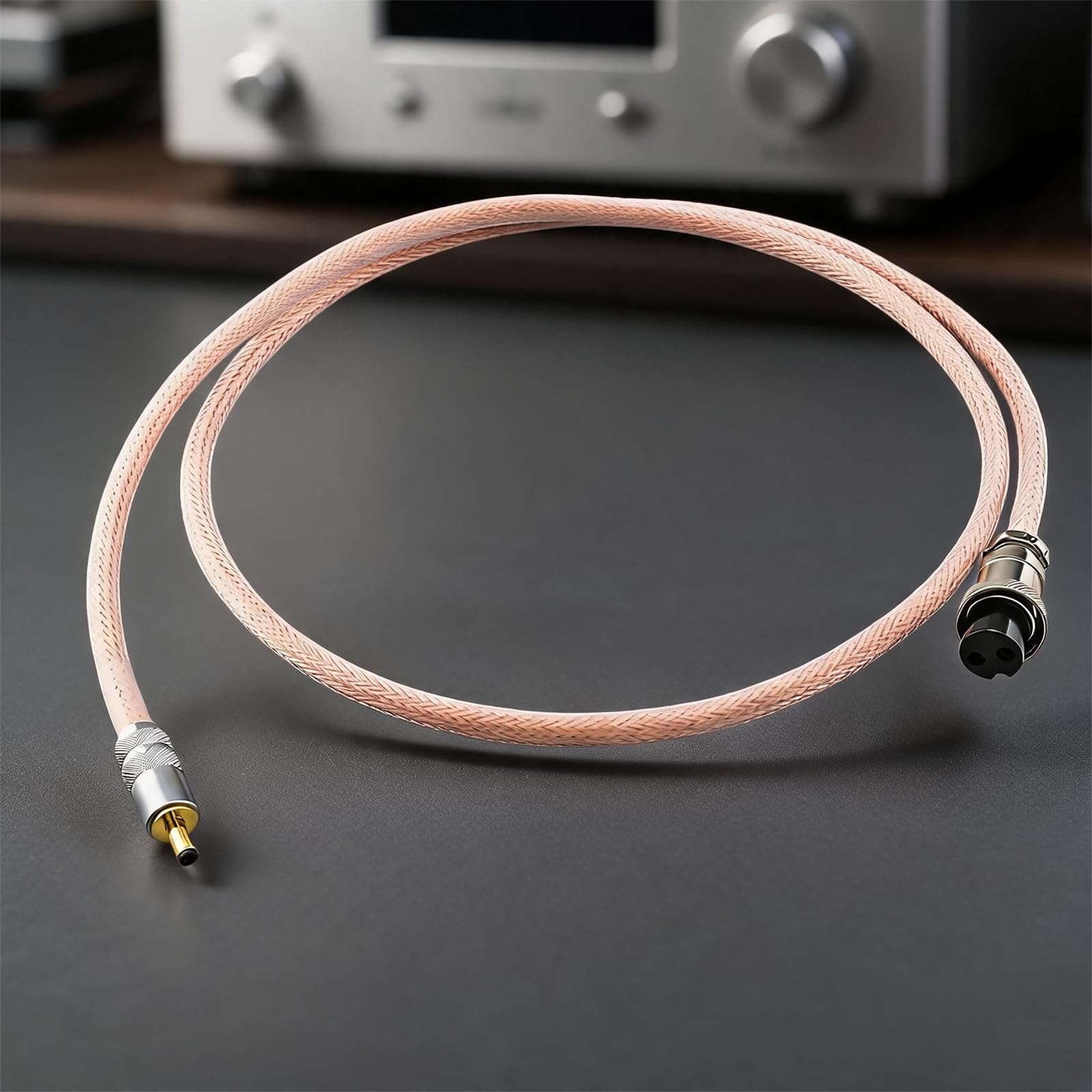 Cavo di alimentazione GX16 a 2 pin, connettore di bloccaggio per aviazione, manicotto intrecciato, cavo basso per alimentazione cuffie