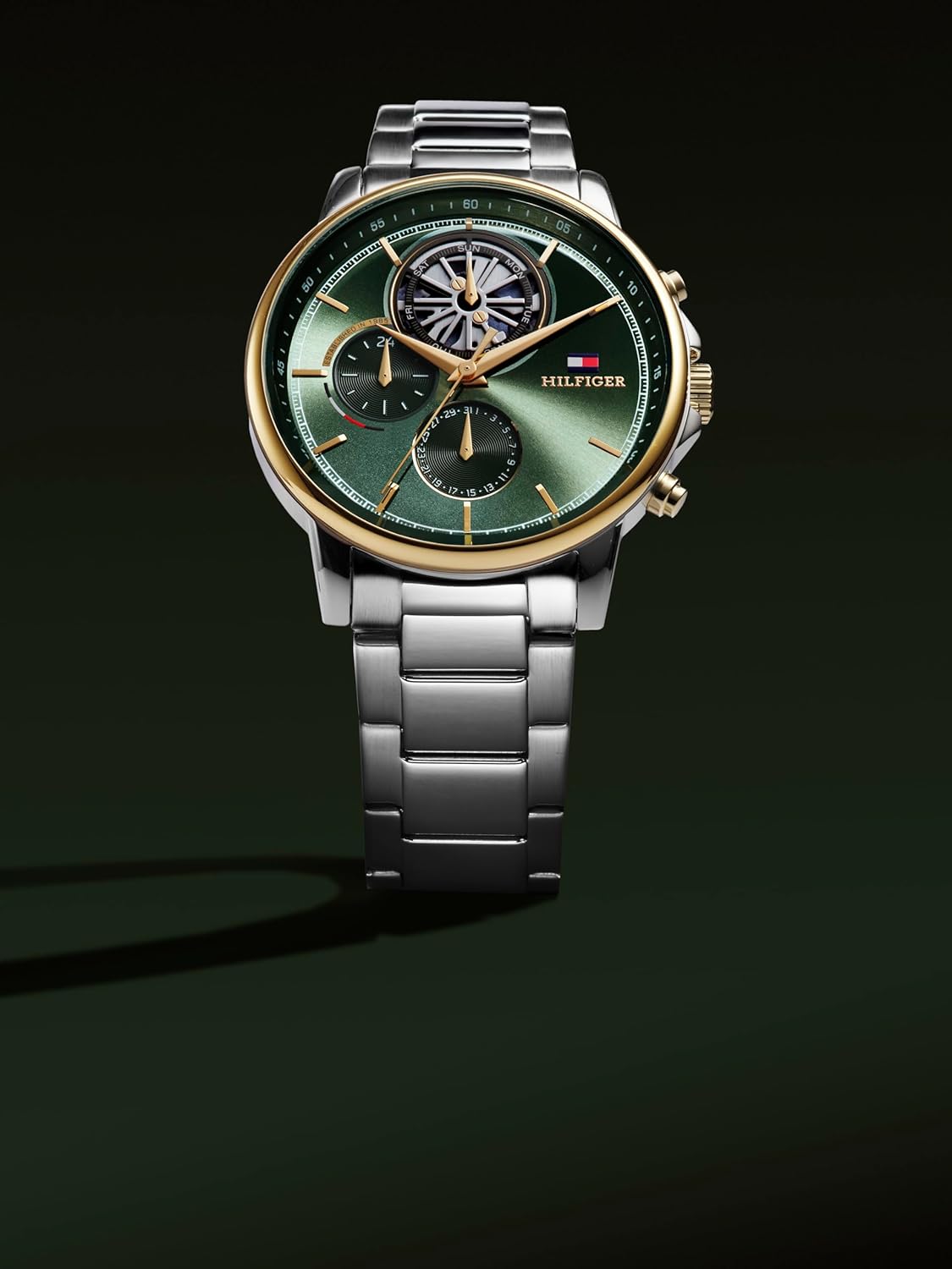 Tommy Hilfiger Men's Multifunction Quartz Watch – 44mm Stainless Steel Case, Double-Layer Dial, Link Bracelet, Skeleton-Inspired Design - Gift for Him - Image 6