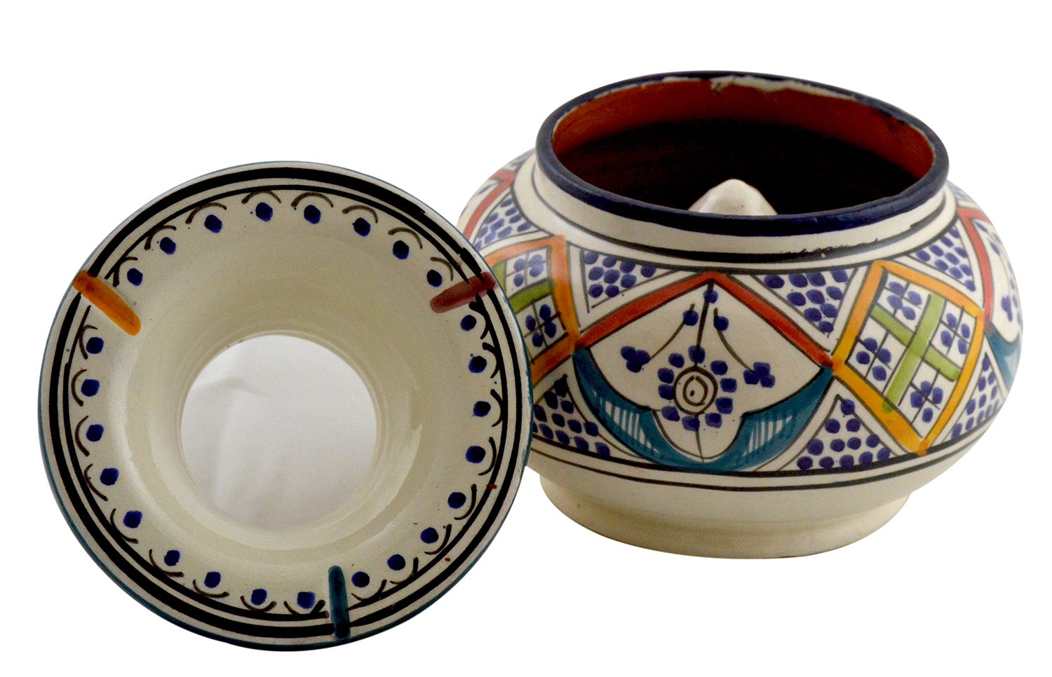 Moroccan Handmade Ceramic Ashtrays Smokeless Cigar Exquisite design with Vivid Colors X-large