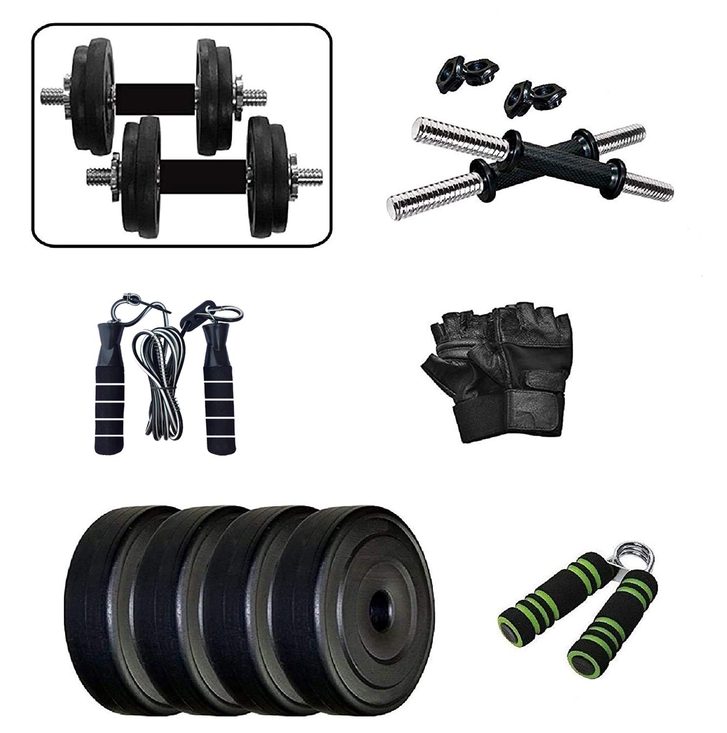 FIT & FITNESS Home Gym Combo, (8KG to 20KG) Exercise Set, Gym Set Combo, Fitness Set for Home Gym Exercise Fitness Workout (10KG Combo)
