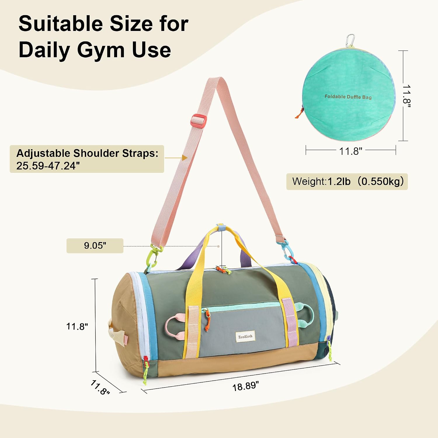 Random Color Gym Bag for Women Duffle Bags with Shoe Compartment
