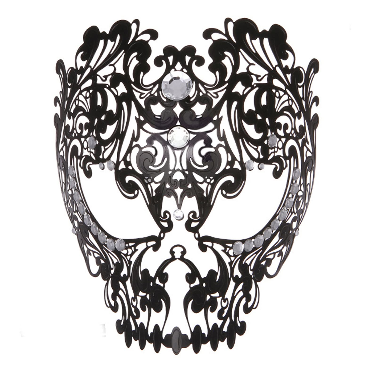 Devil Full Face Skull Masquerade Mask Men Women Halloween Party Metal Venetian Mask with Rhinestone