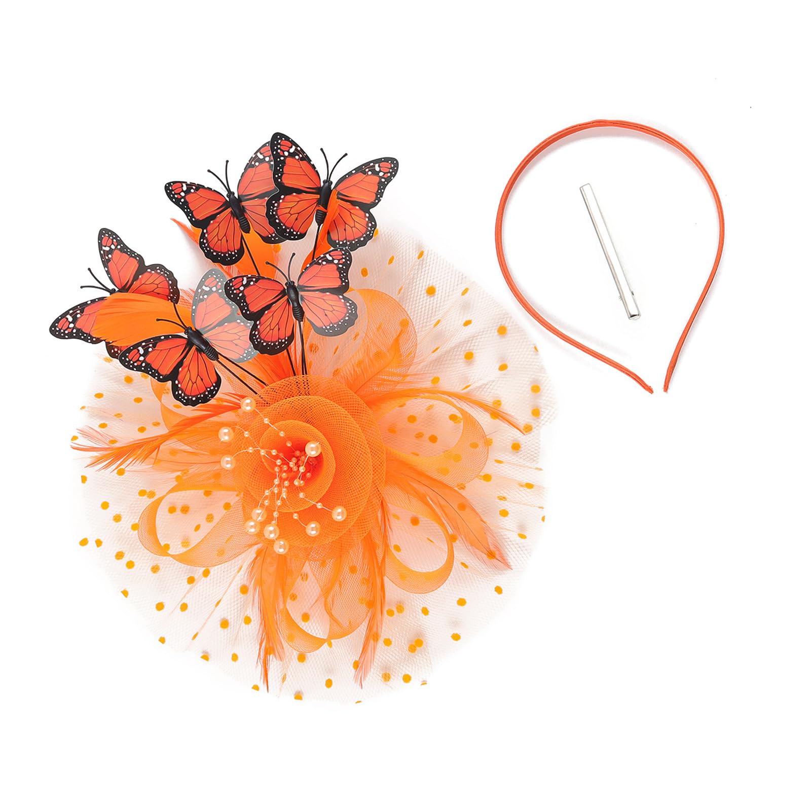 YUXITA 1920s Bridal Butterfly Headpiece Royal Fascinator Wide Wedding Party Hair Accessory Elegant Wedding Theme