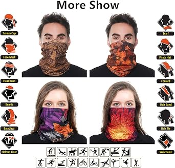 VANCROWN Headband Neck Gaiter Head Wrap Headwear Face Mask Magic Scarf Bandana for Men and Women