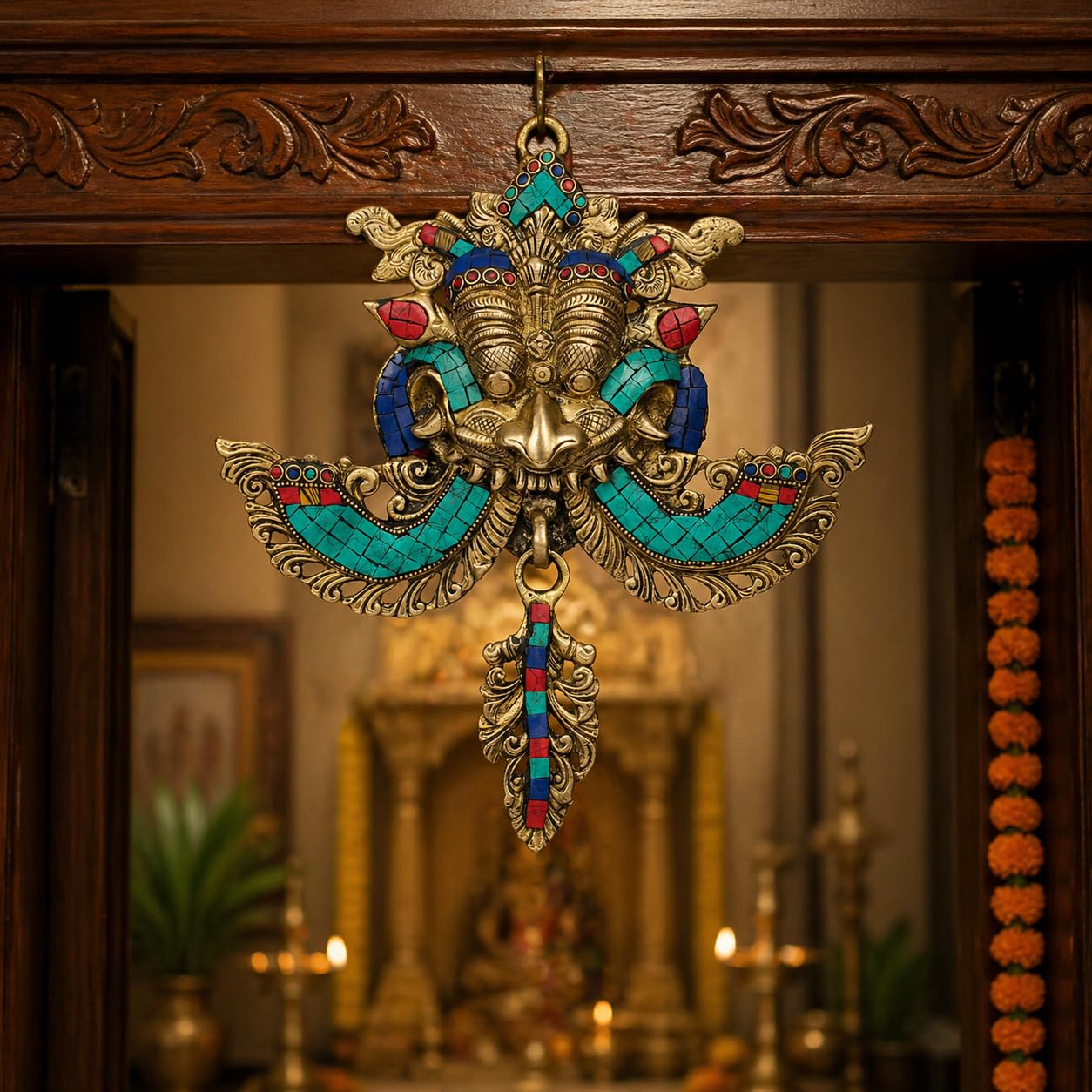 Kartique Brass Kirtimukha Nazar Battu Wall Hanging, 11.5 Inch 3
