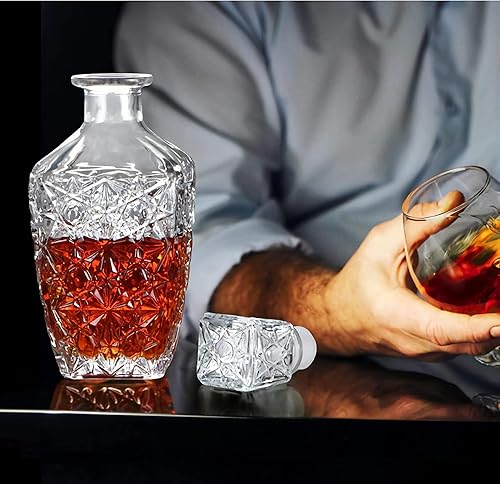 Miniatura 5 de Decantador de botella de licor, decantador de cristal sin plomo, decantador de whisky con tapón de vidrio hermético, decantador de alcohol de whisky