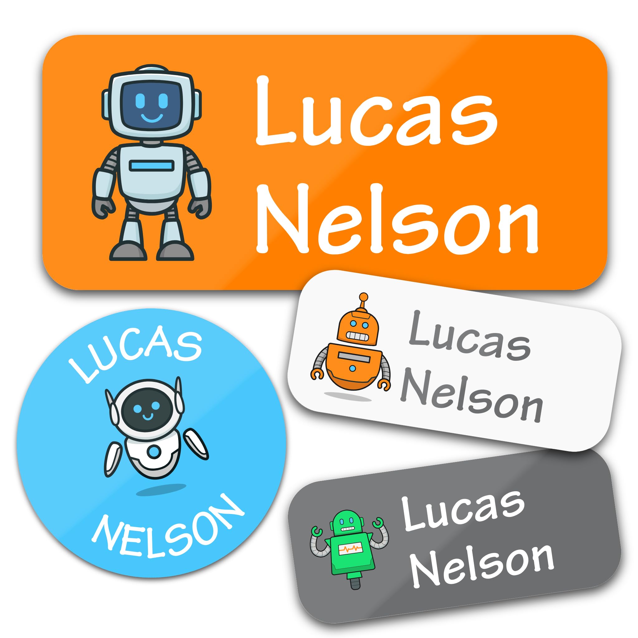 Bunny Badges Personalized Daycare Name Labels for Kids (130 Labels) - Custom Waterproof Name Stickers for Clothing Tags, Water Bottles, Lunch Boxes