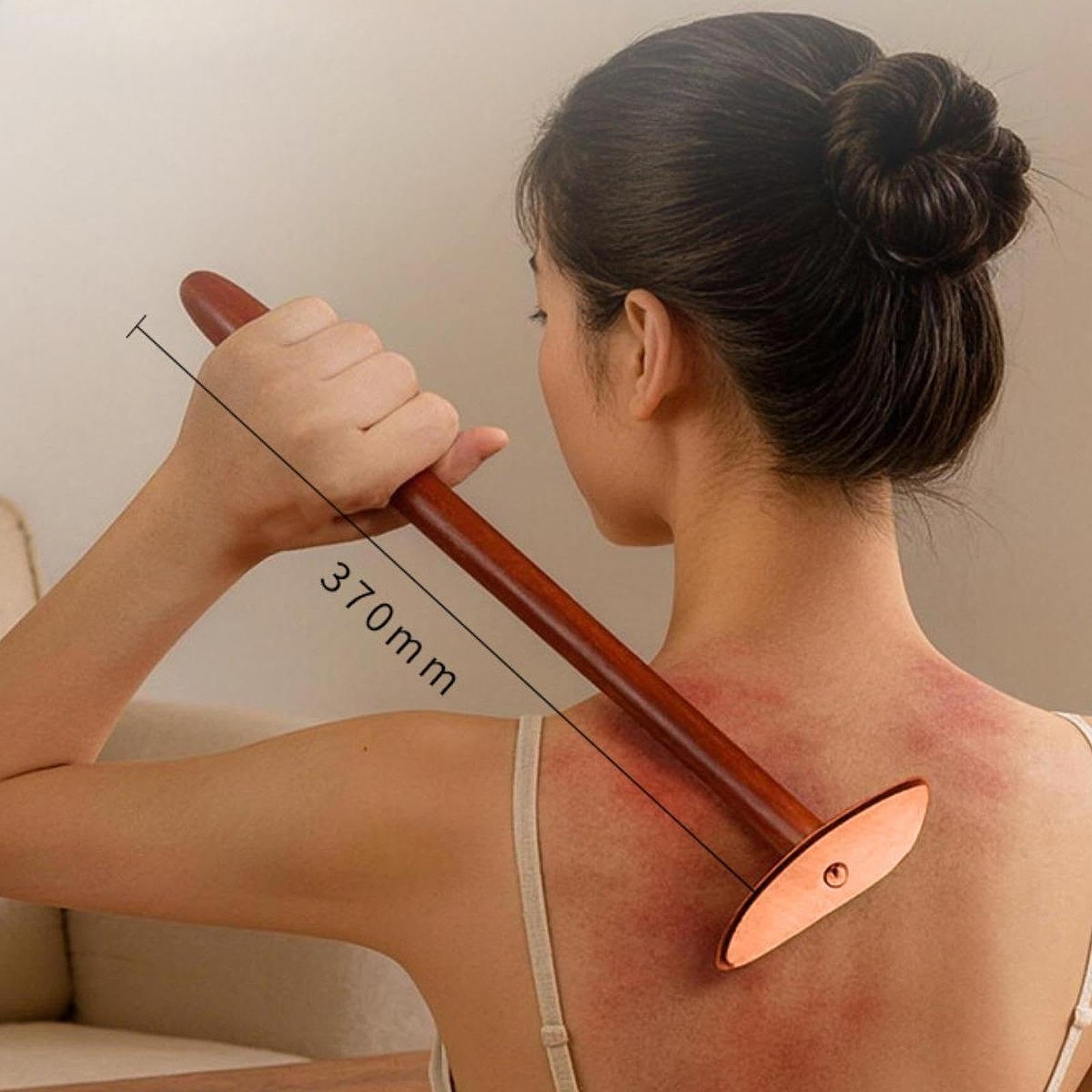 Gua Sha Tabla de Madera con Placa de Cobre para Masaje Manual Herramienta Multifuncional Ergonómica de Auto Corporal Tradicional China Adecuad, L