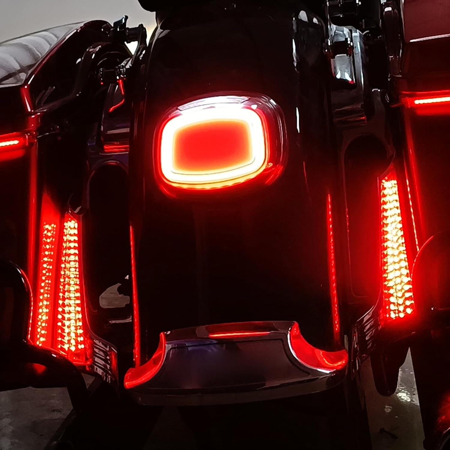 HDBUBALUS Motorcycle Filler Panel Lights LED Rear Fender Turn Signal Brake Lights Fit For Harley Touring Road King Street Glide 2014-Later Black gray