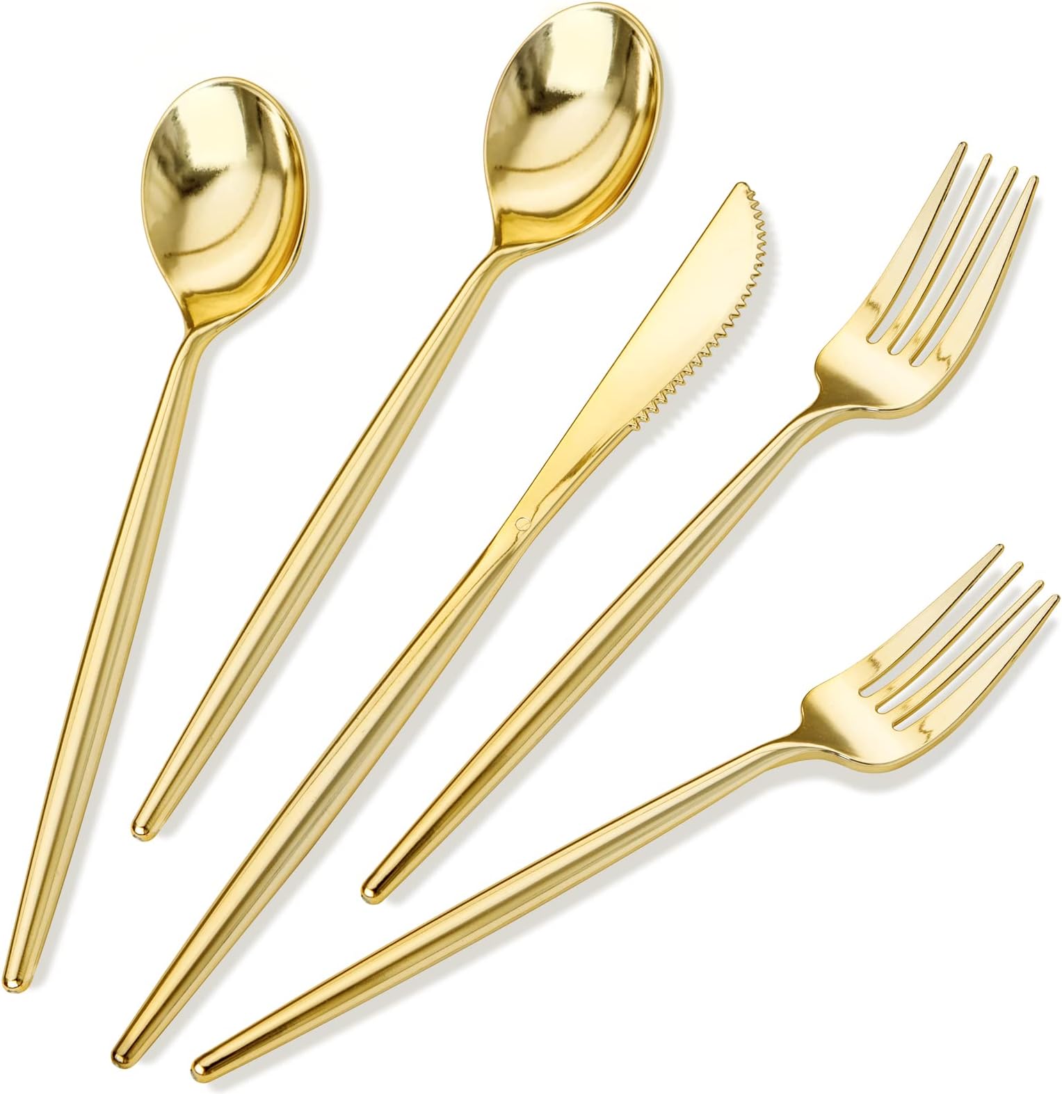 Prestee 180 Gold Plastic Silverware Cutlery Set, Glitter