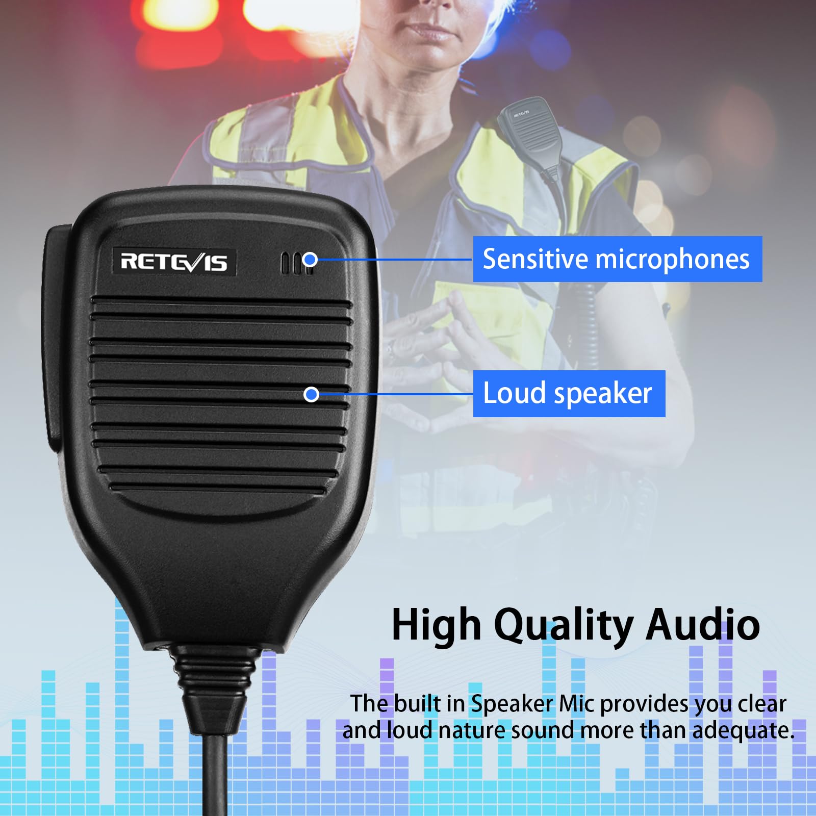 Retevis HK001 - Microfono con altoparlante a 2 pin, per radio bidirezionali Arcshell AR-5 Baofeng UV-5R BF-888S Retevis H-777 RT21 RT22 RT27, confezione da 10, colore: Nero