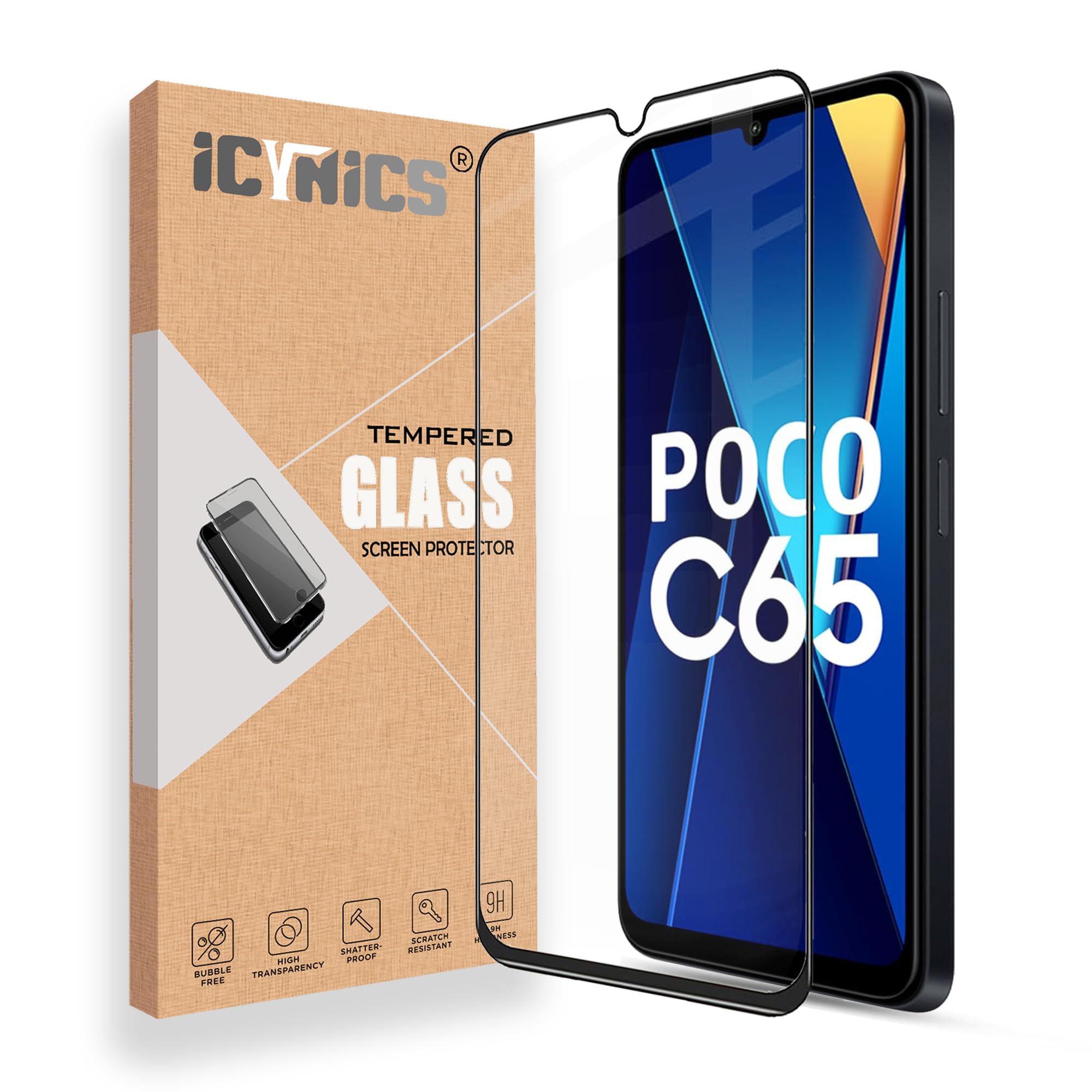 ICYNICS 11D Tempered Glass for Poco C65 Bubble-Free, HD Clear, Anti-Scratch with Edge to Edge Full Screen Coverage & Easy Installation (Pack of 1) (B0CVSB2182) Amazon Price History, Amazon Price Tracker