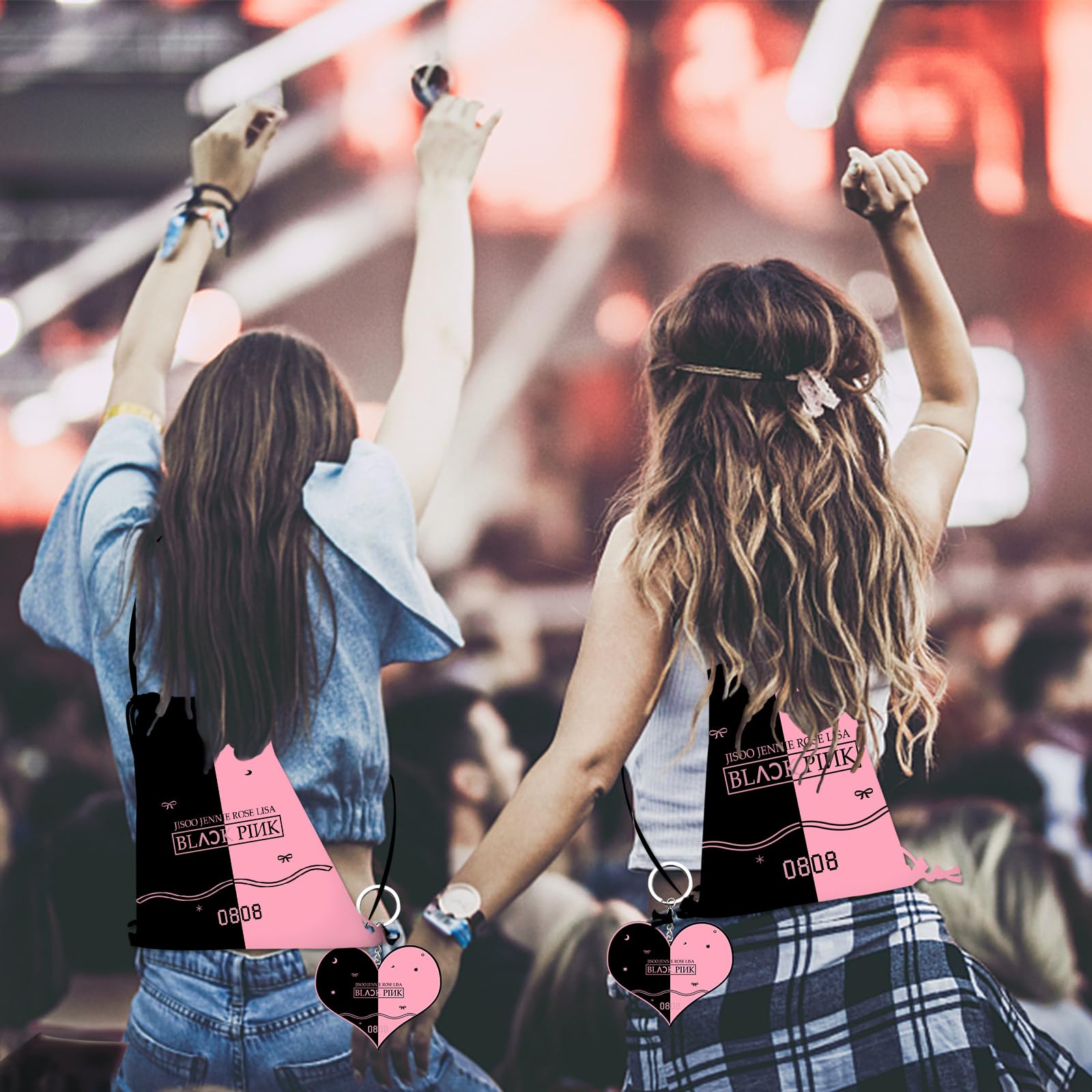 Zestaw fanowskich gadżetów Blackpink, prezent dla fanów Blink, torebka Blackpink Merchandise Kpop, kluczyk z naklejkami i uchwytem na telefon