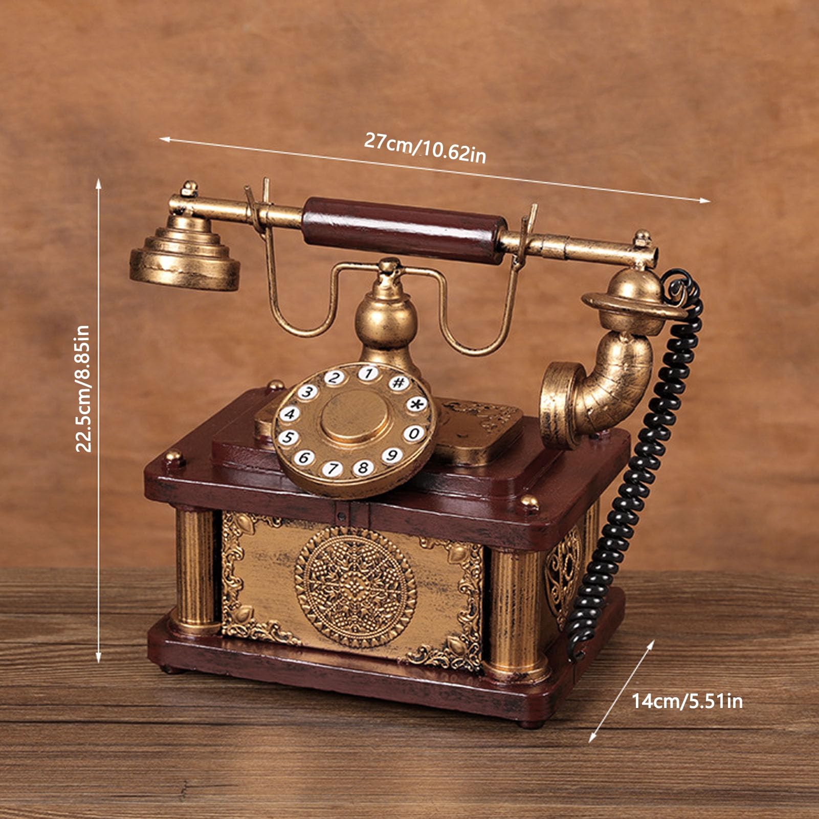 Jwthee Retro Telephone Model, European Vintage Phone Figurine Ornament Home Cafe Bar Window Desktop Decoration Props