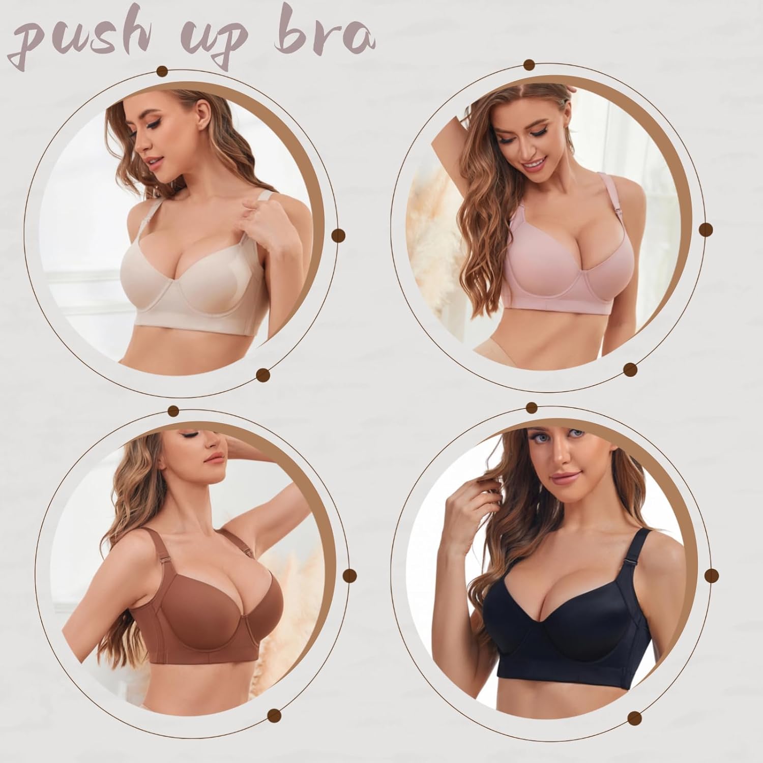 Bras for Women Push Up Bra Back Fat Smoothing Bra Comfort Lightly Padded Underwire Support T-Shirt Bras - Image 5