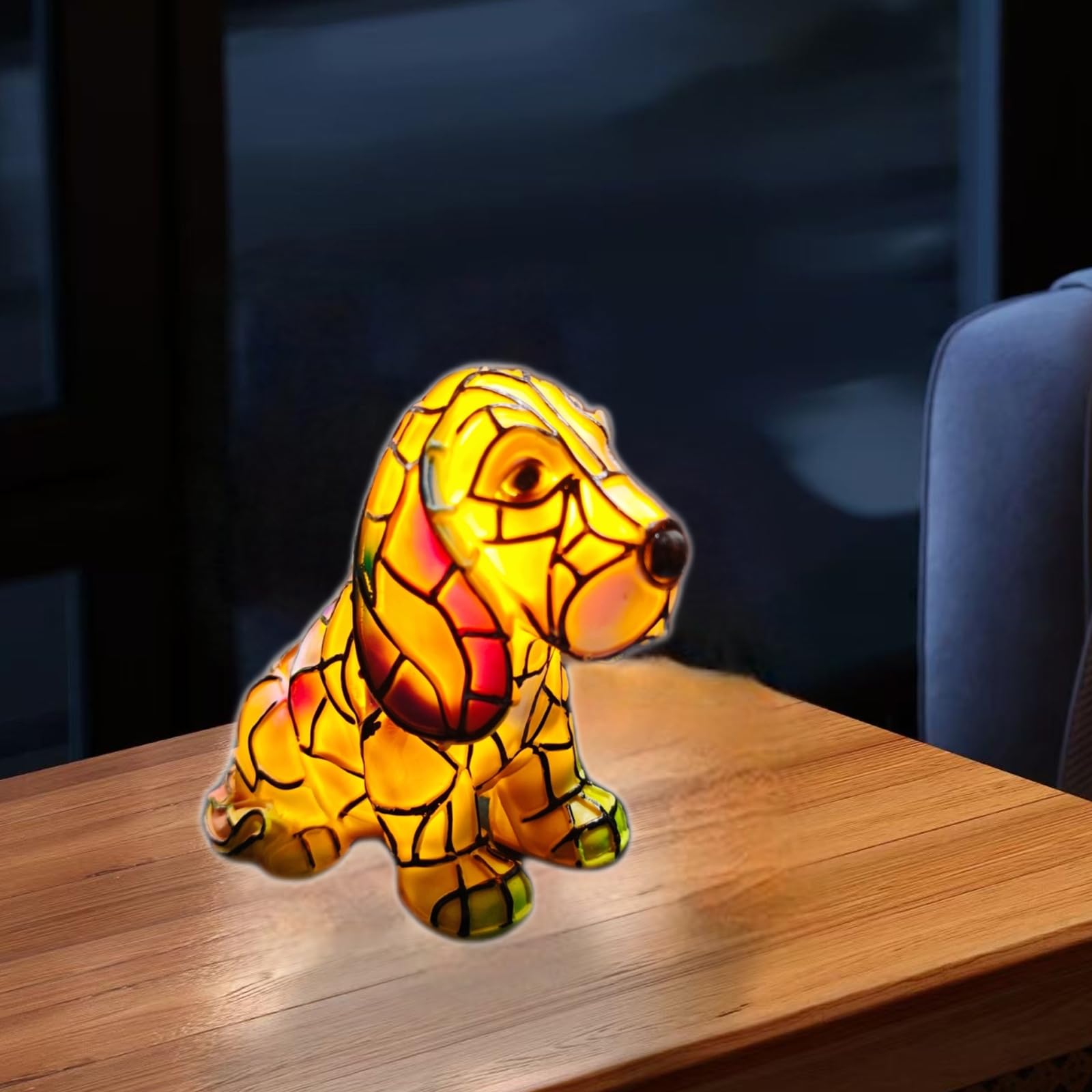 Neioaas Basset Hound Lamps - Retro Dogs Stained Resin Tabletop Night Light, Dog Series Art Night Light, 3D Cute Pet Dogs Themed Lamp LED Table Lamps, Fun Gift for Dog Lovers