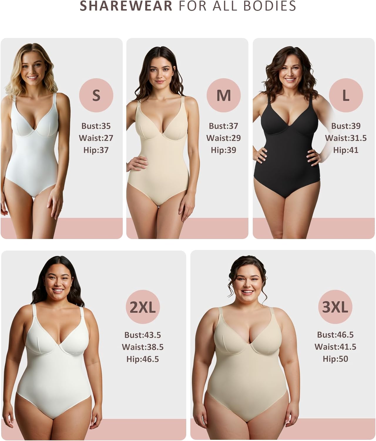 FeelinGirl Shapewear Bodysuits for Women Tummy Control Body Suits Deep V Neck Corset Body Shaper Tops - Image 5