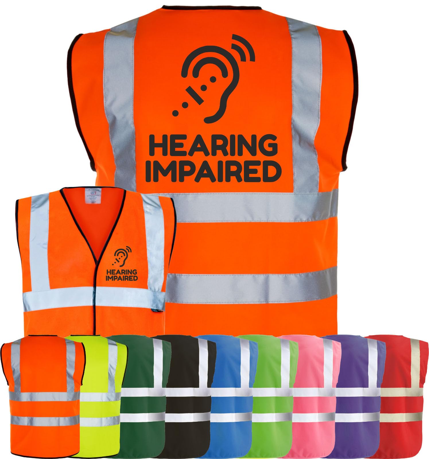 Corporate Togs Hearing Impaired Vest - Hi-Vis Safety Waistcoat, Emergency Printed Vest, EN IS0 20471 Class 2 Compliant | Safety Accessory