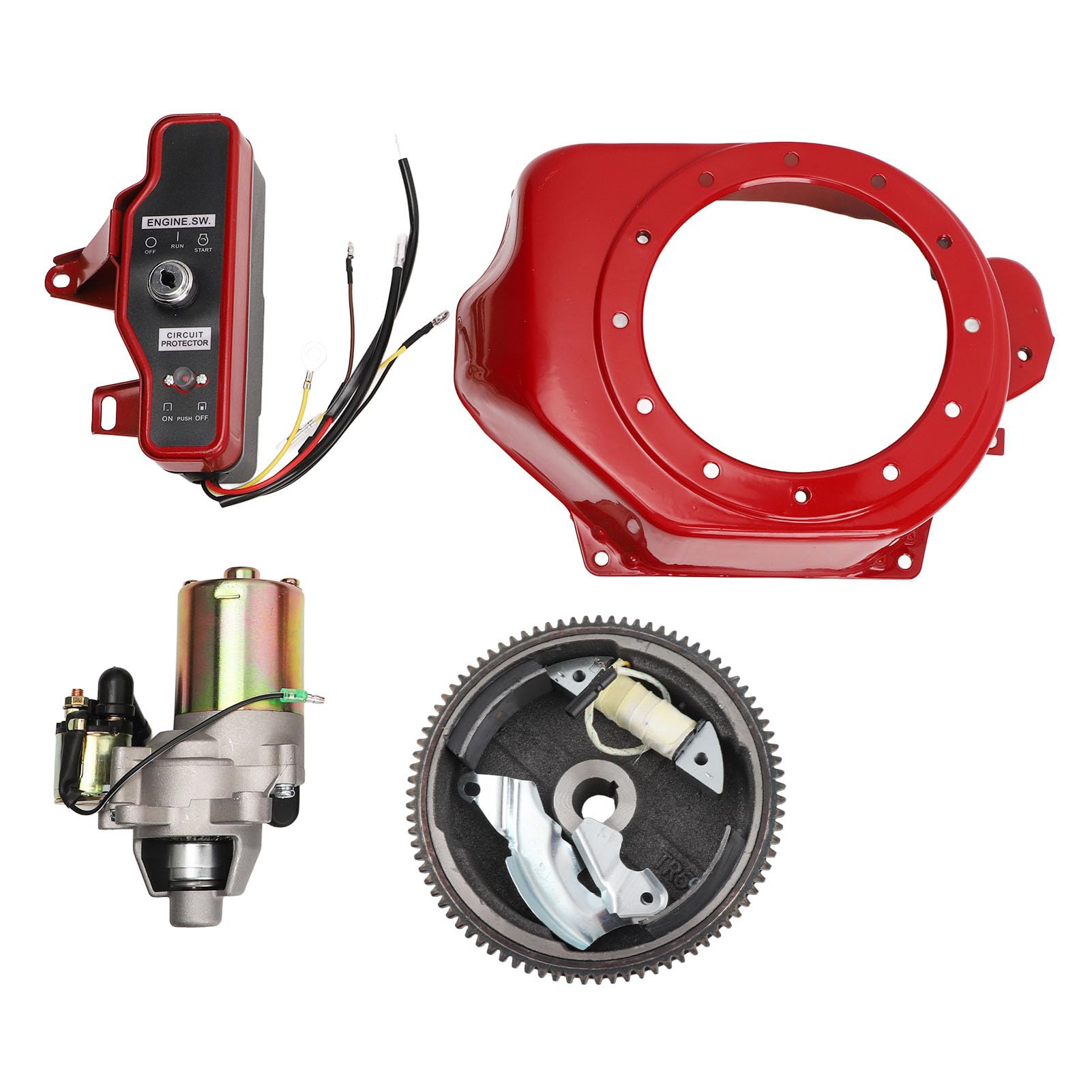 Tapa de Motor de Arranque Gx160 Motores de 4 Tiempos GX200 - Motor de Arranque CompletoCaja de Encendido Tapa de Volante Kit de de Eléctrico de Volante de Encendido