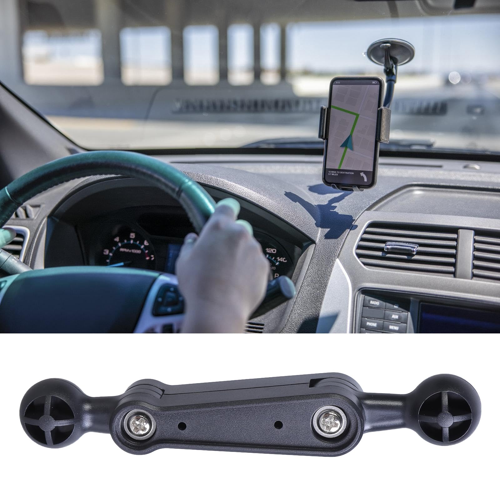 Double 17mm Head Connector with Adjustable Angles Phone Holder Accessory for Map Car Holder &