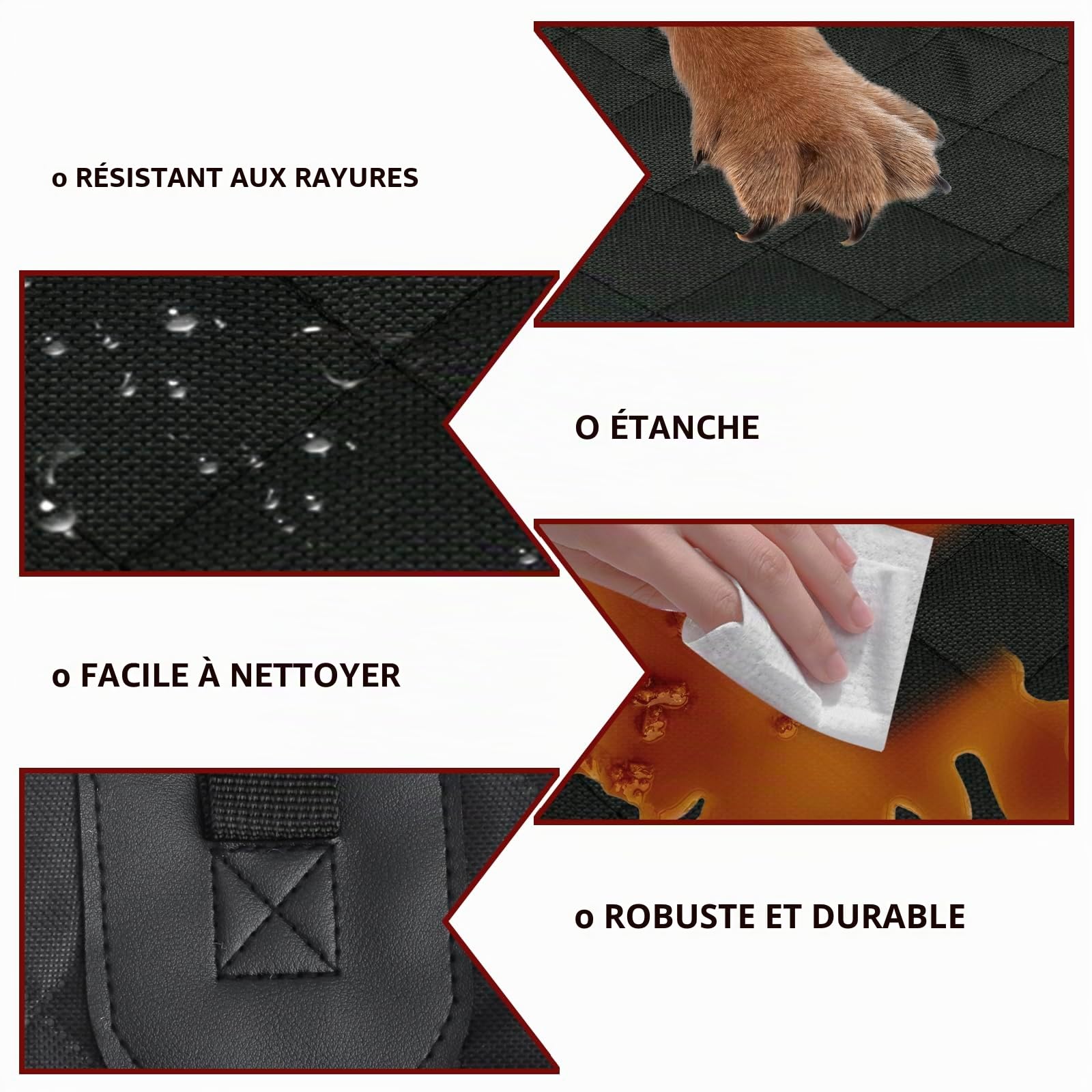 Housse de siège de voiture pour chien VAGCARS, imperméable, résistante aux rayures, avec 1 laisse élastique pour chien, 135x118 cm, Housse universelle pour siège arrière de voiture pour camions