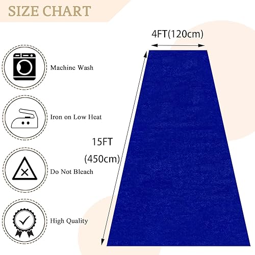 Miniatura 2 de MODFUNS Camino de pasillo de 4 x 15 pies para ceremonia de boda, tela de terciopelo azul real, incluye cintas de alfombra, pasillo de boda, pasillo,