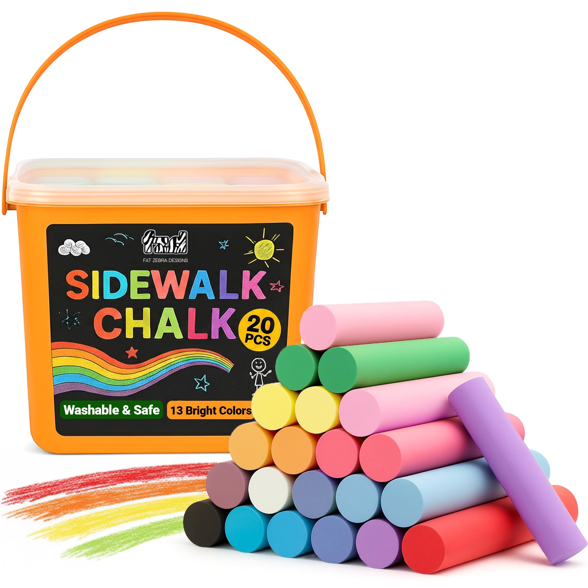 Amazon.com: 20 PCS Sidewalk Chalk for Kids - 13 Colors Bucket