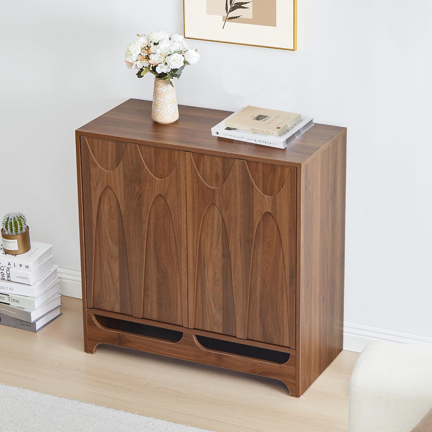 Bifins Sideboard Buffet Cabinet with Storage, 31.5” Mid Century Modern Storage Cabinet with Adjustable Shelf and 2 Doors for Dining Room, Living Room,Entry
