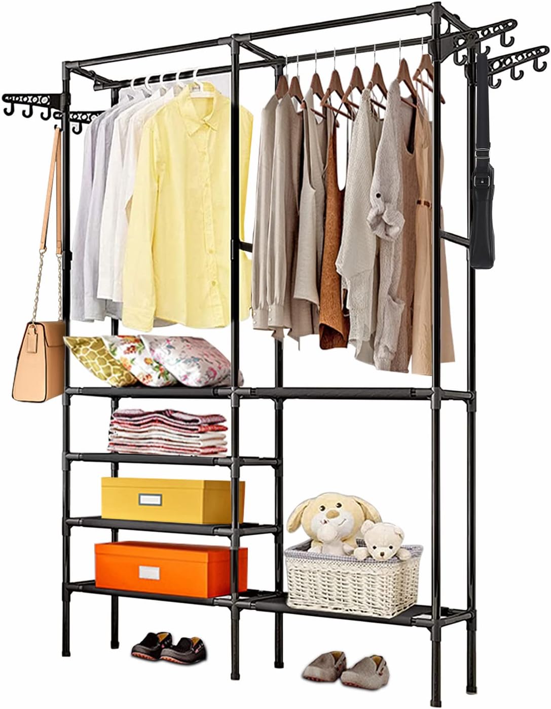 Truevaste Garderobenständer Mit Schuhablage - 190cm Metall Kleiderständer 7 Haken