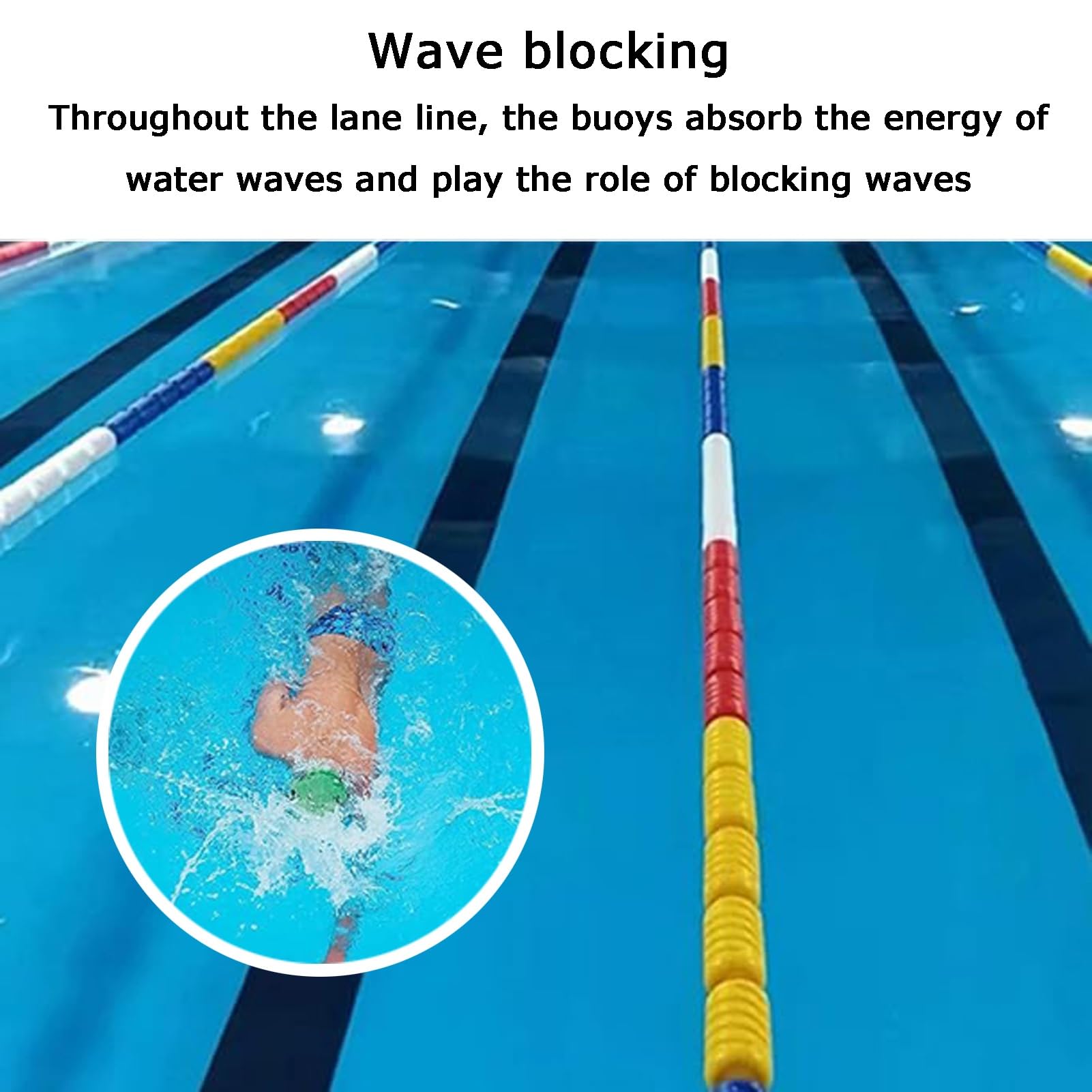 Générique Barrière de sécurité Flottante pour Piscine - Corde spiralée de 6 cm avec câble de 900 cm - Idéale pour Les piscines, Les plages et Les eaux Peu Profondes - Améliore la sécurité et prévient