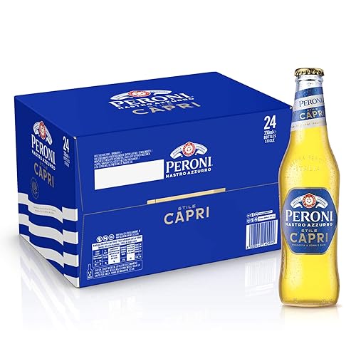 Immagine del prodotto Peroni Nastro Azzurro Stile Capri, Cassa Birra con 24 Bottiglie da 33 cl, Lager a Bassa Fermentazione con Note di Limone e Foglie di Ulivo, Gusto Leggero, Gradazione Alcolica 4.2% Vol