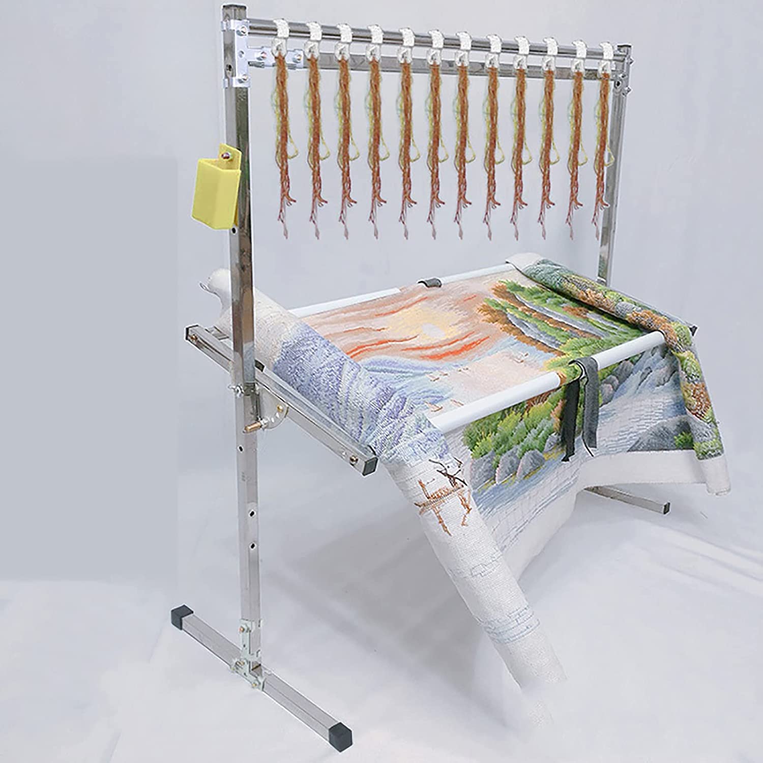 Soporte de punto de cruz ajustable de acero inoxidable para manualidades, costura, soporte de bordado, marco de suelo de costura de pie y soporte de mesa de regazo