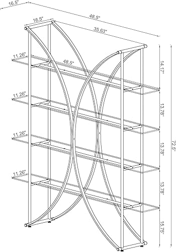 Miniatura 3 de Coaster Home Furnishings X-Motif - Librería con estantes de vidrio de estilo flotante, cromado y transparente, 16 pulgadas de profundidad x 48