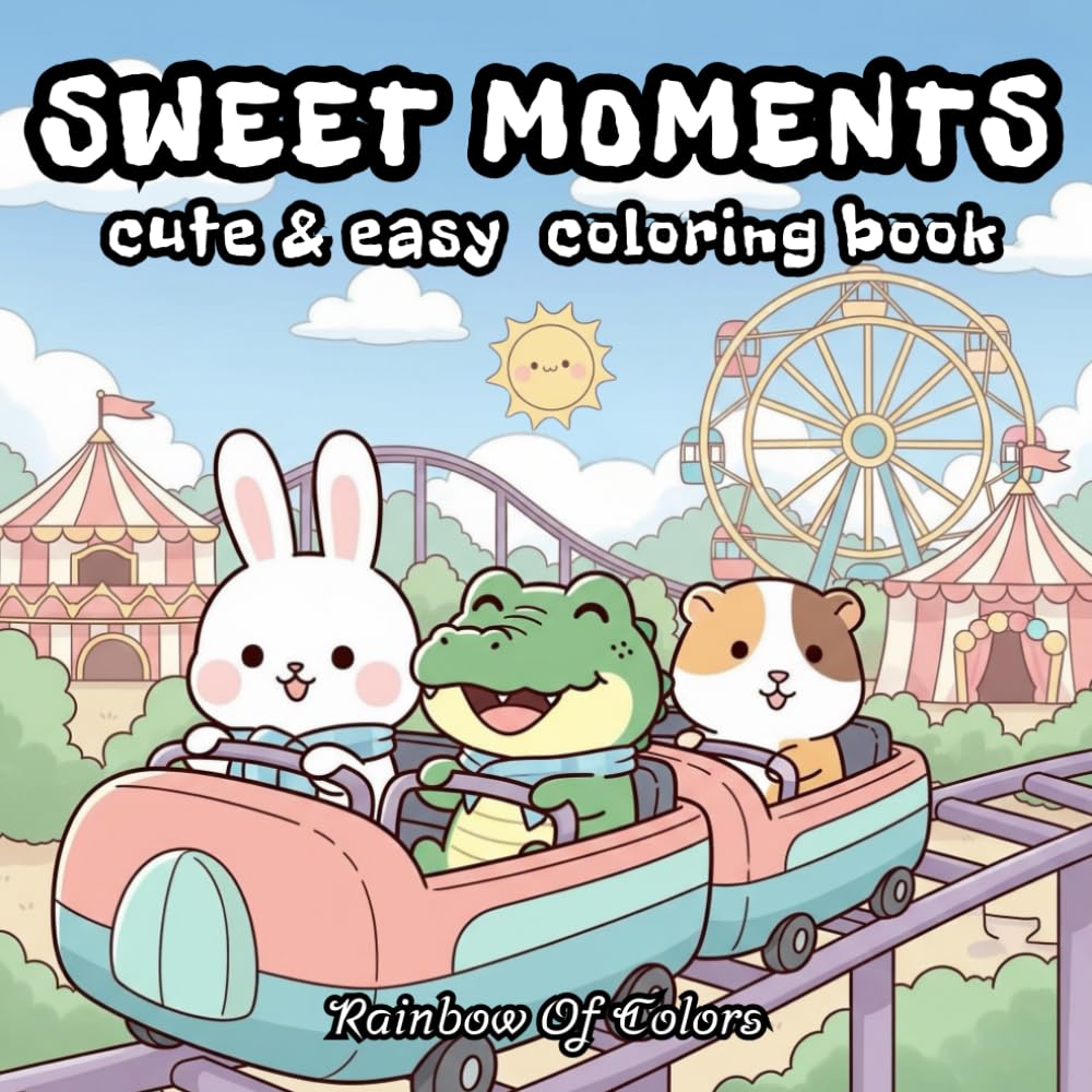 Sweet Moments: Anti-stress coloring book for adults and teens: discover fluffy animals and sweet friendships in cozy scenes and everyday adventures.