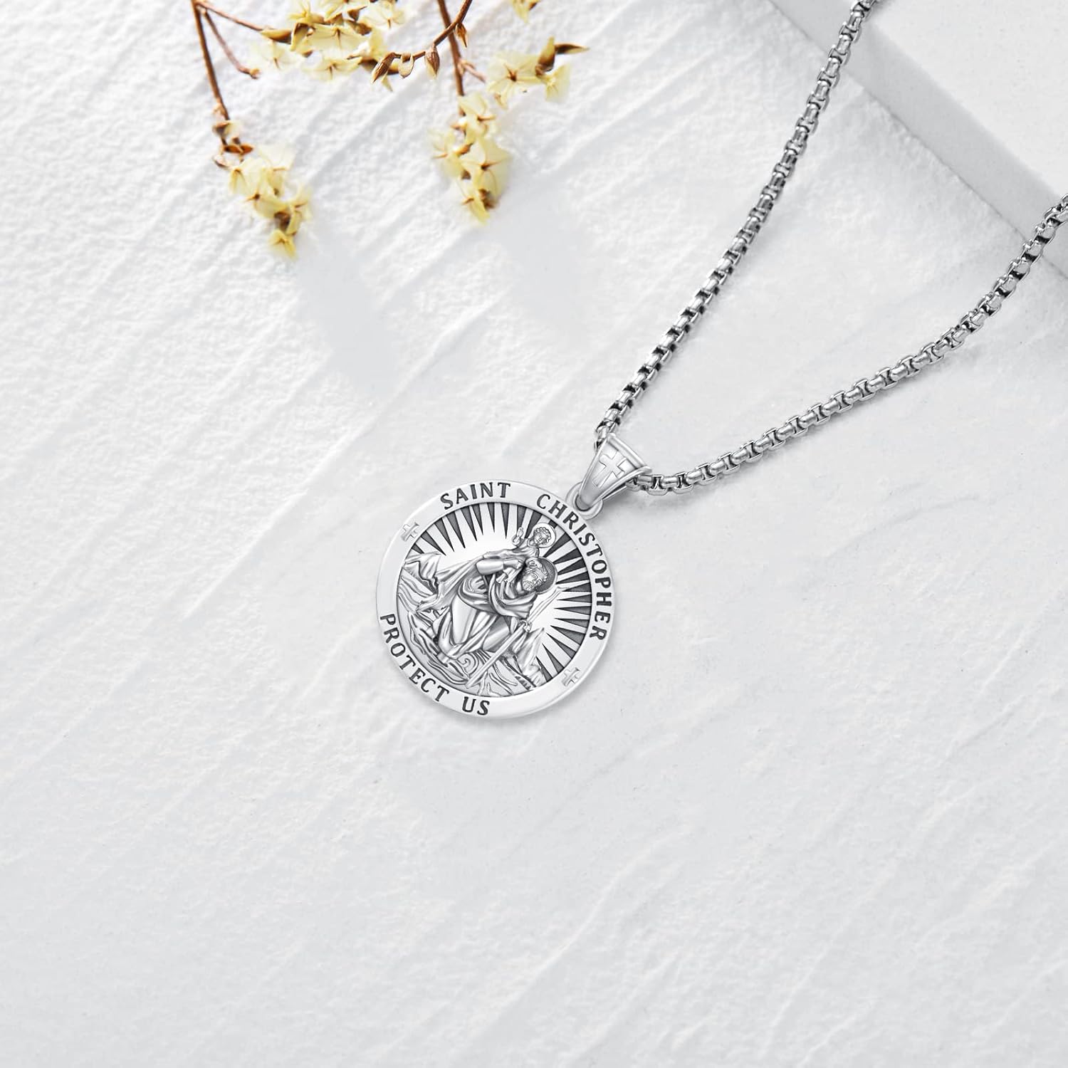Patron Saint Medals Amulet Necklace 925 Sterling Silver Protection Jewelry for Men Women with 20"/22"+2" Rolo Chain - Image 3