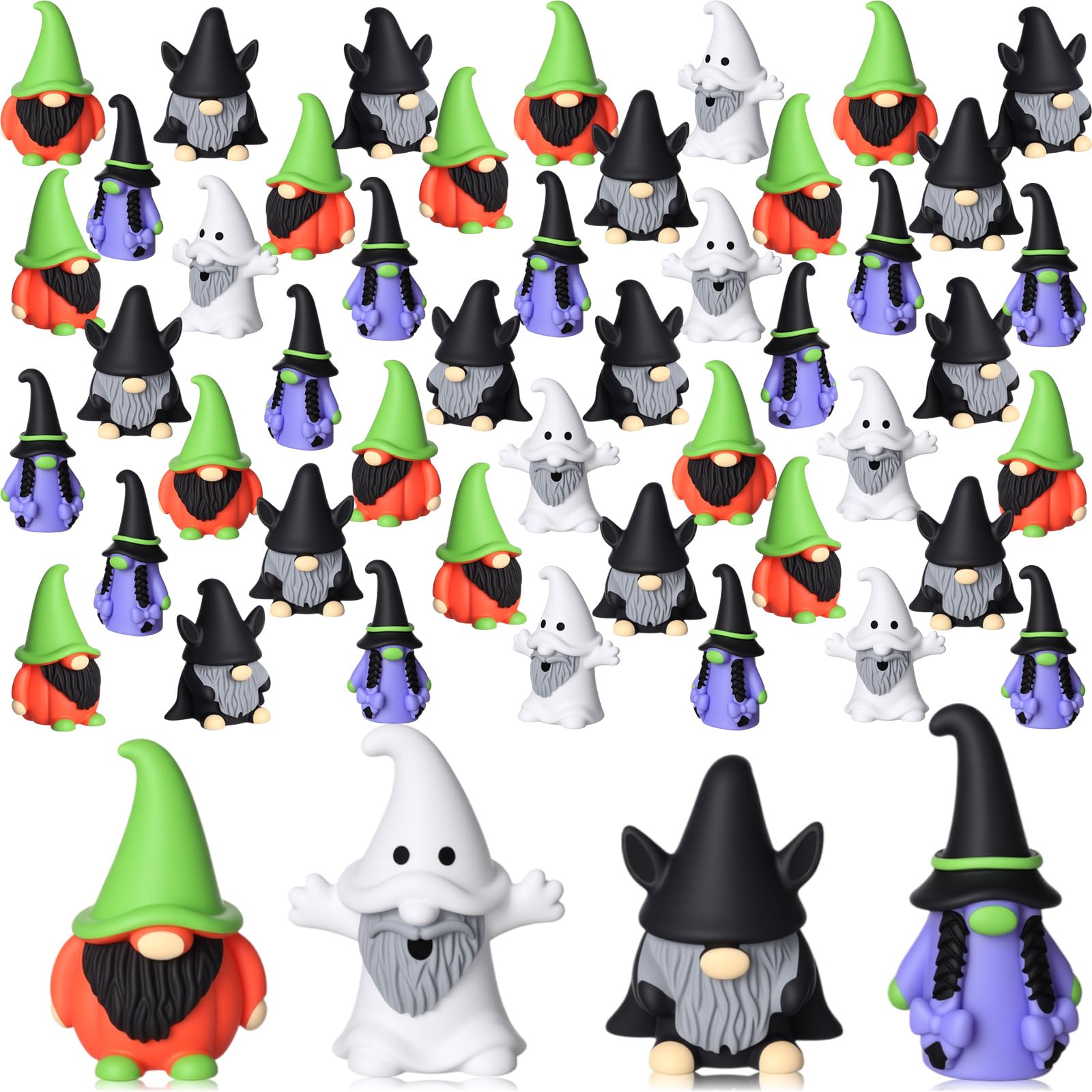 Mini nains d'Halloween en résine de 60 pièces avec figurines de sorcière et chauve-souris