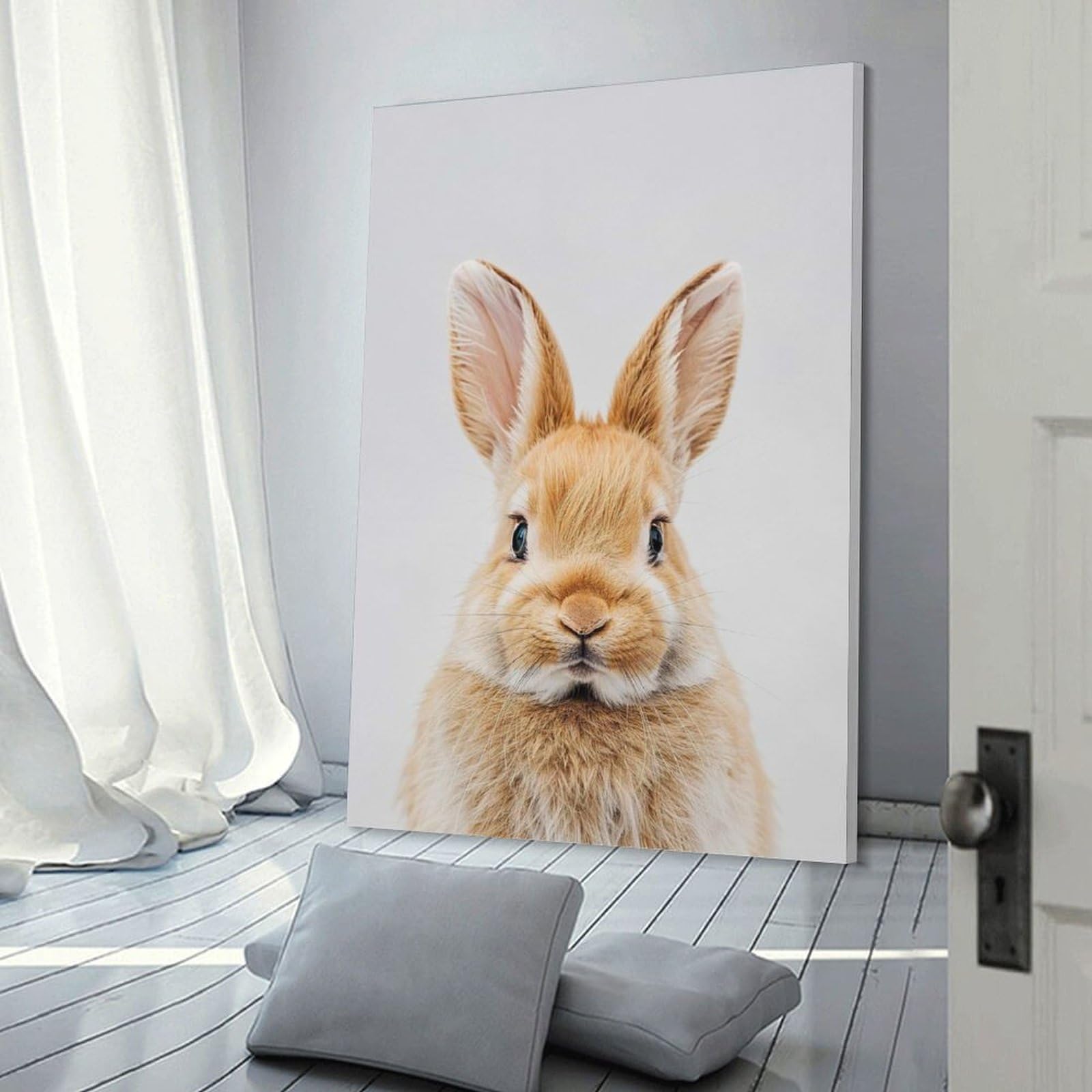 Junmoney Frame-Style-13 Cute Baby Rabbit Wall Picture Print, 16X24inch(40X60cm), For Workspace Walls, Study Corners Or Bedrooms, Wall Art That Adds Style To Work Areas