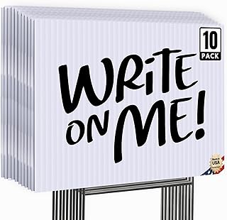 16"x12" Corrugated Blank Yard Signs with Stakes, Double Sided Yard Signs for Personal Messages, Events Advertisements and Campaigns (10-Pack 16x12)