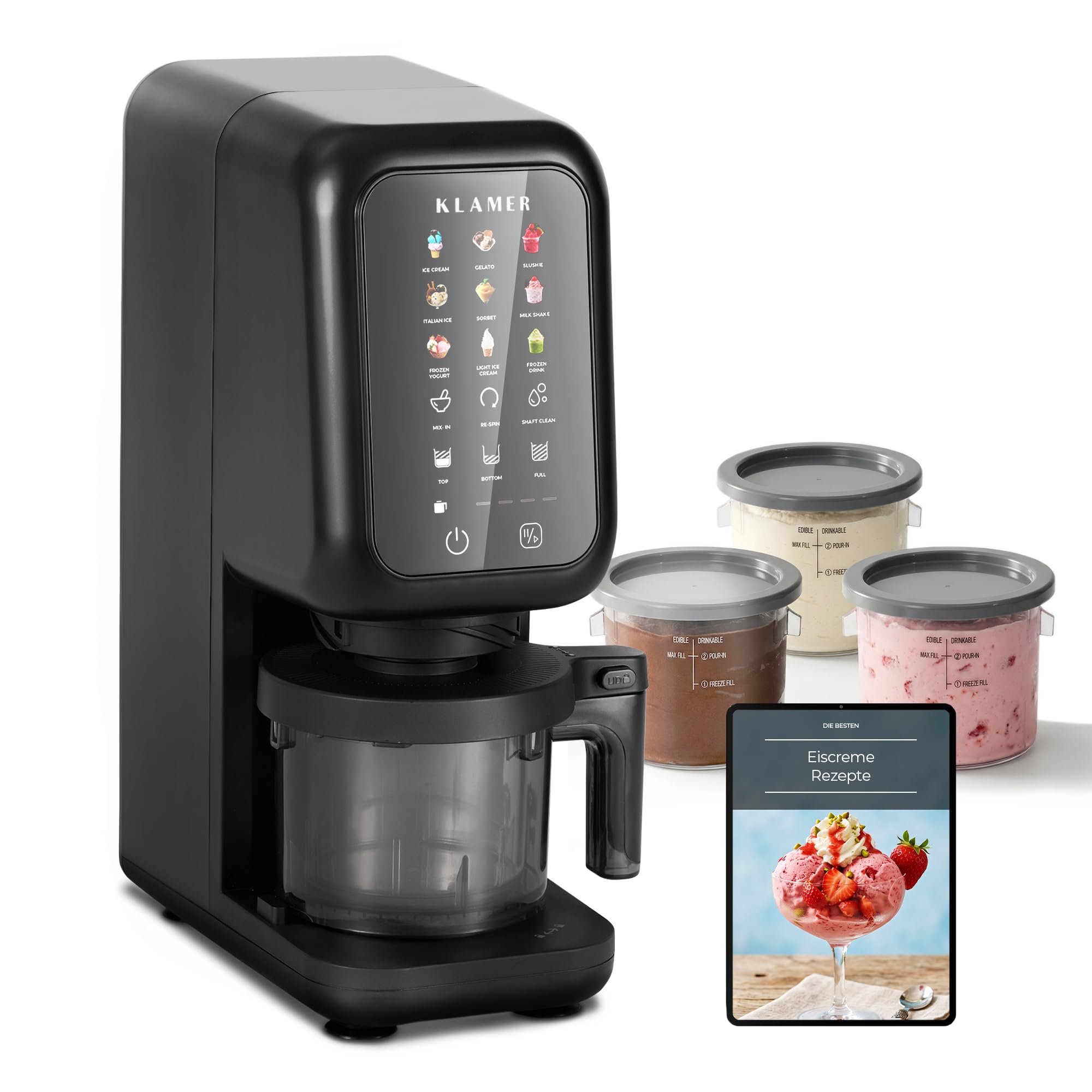 KLAMER Eismaschine, Micro-Püree-Prinzip für Eiscreme wie aus der Eisdiele