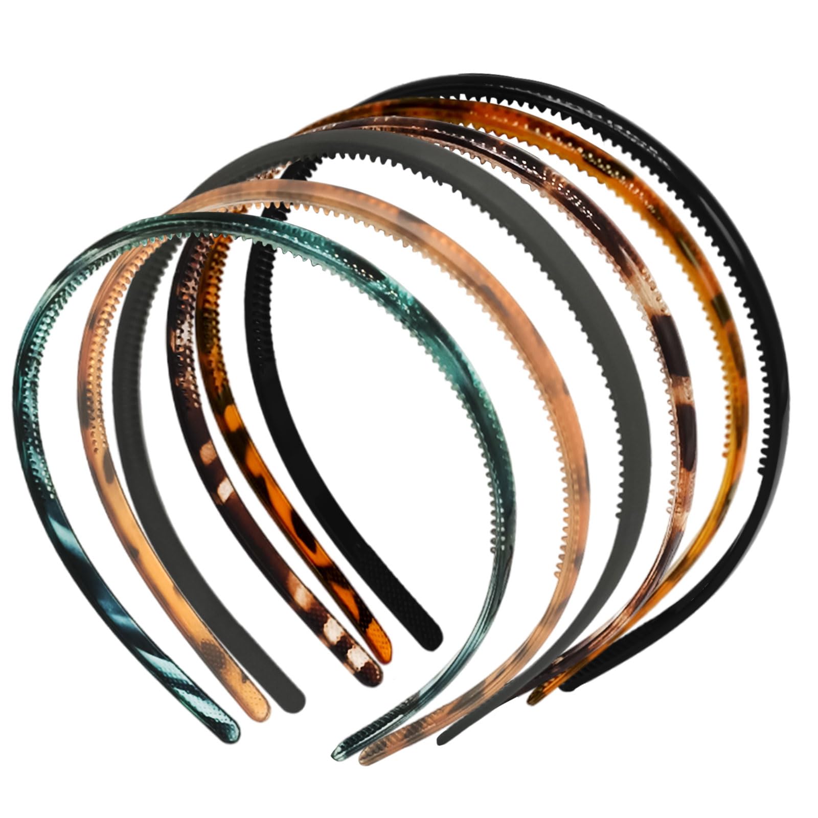 UILYNIU 6 Pcs Plastic Headbands, Plastic Teeth Comb Headbands, Leopard Hair Bands, Hair Hoop
