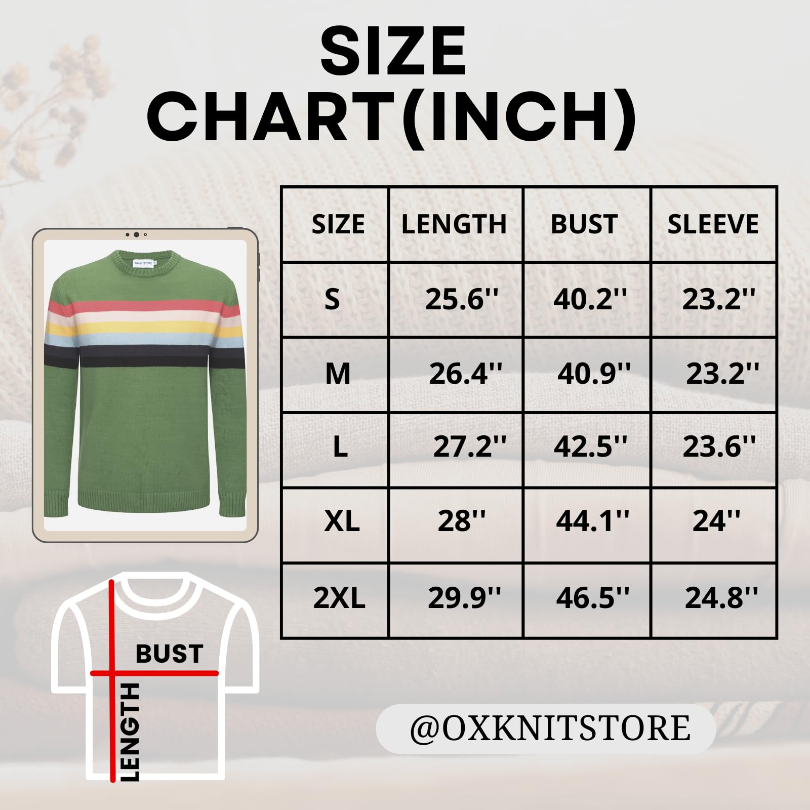 OXKnit Maglietta da uomo a maniche lunghe, lavorata a maglia, retrò, con scollo rotondo, casual, con stella