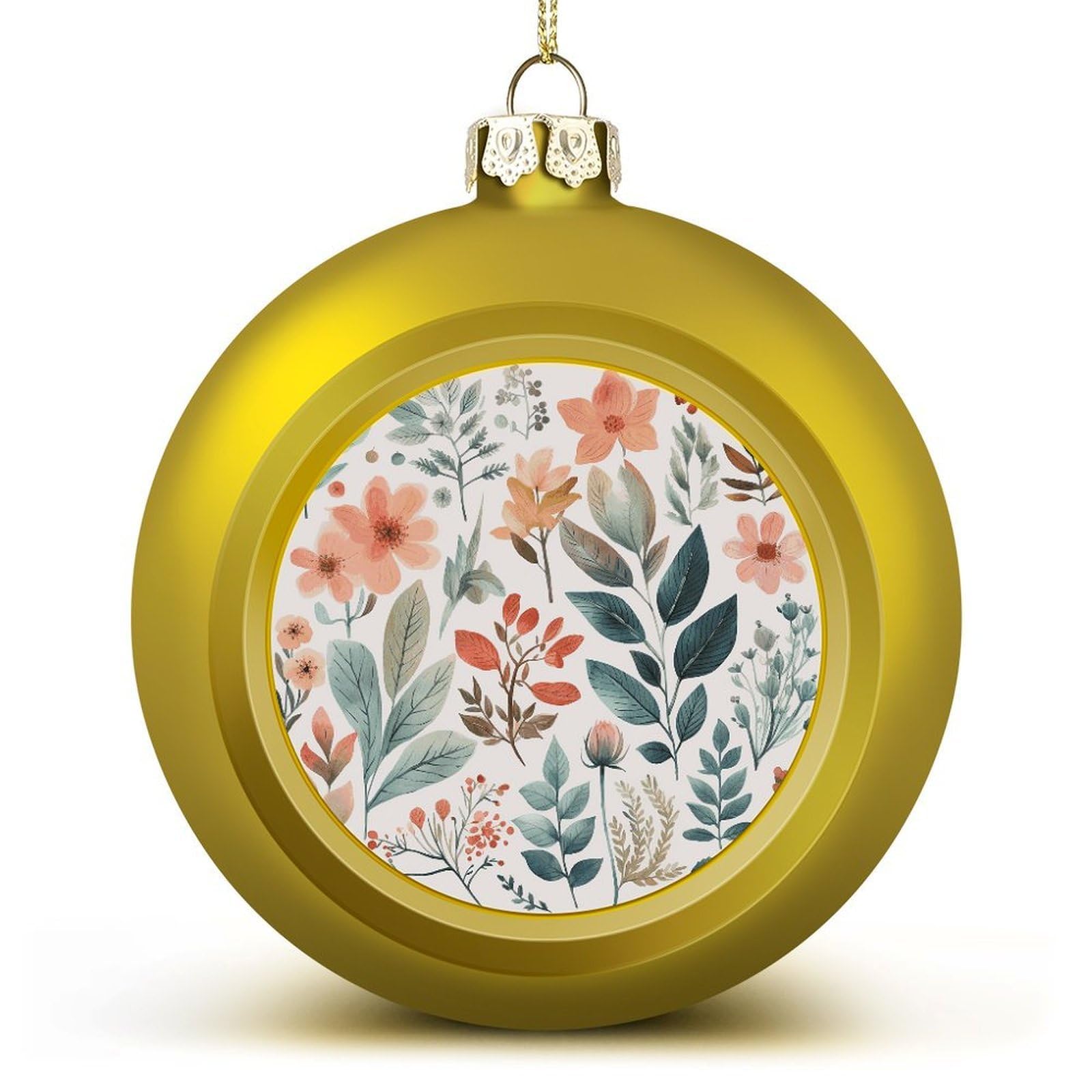 Boules de Noël décoratives à suspendre sapin fleurs aquarelles chic