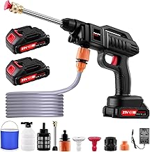 Cordless Pressure Washer, Portable Pressure Washer with 2 x 2.0Ah Batteries, 2 in 1 Adjustable Nozzle, 5M Hose, for Car, Lawn, Pool, Windows