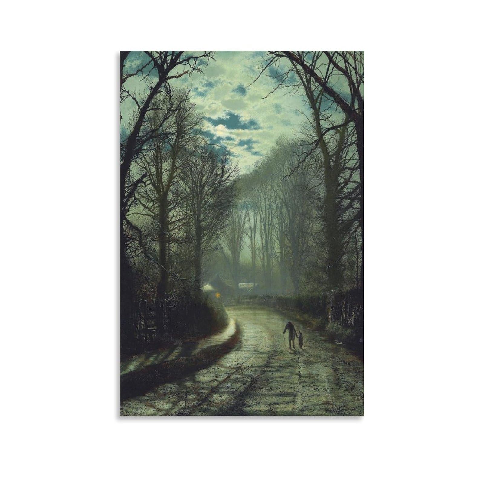 WurBu John Atkinson Grimshaw Painter Works《Nearing Home》Printed Posters Canvas Wall Art Decorative Bedroom Modern Home Print Picture Artworkss 12x18inch(30x45cm)