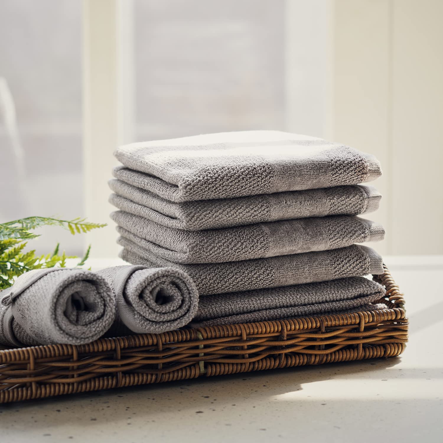 PURE HOME + LIVING Set of 8 Grey Cotton Face Towel-image-20
