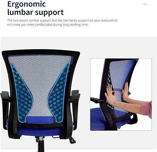 Miniatura 7 de Silla ergonómica de escritorio, silla de oficina, silla de computadora de malla, respaldo medio, giratoria, ajustable, con soporte lumbar,