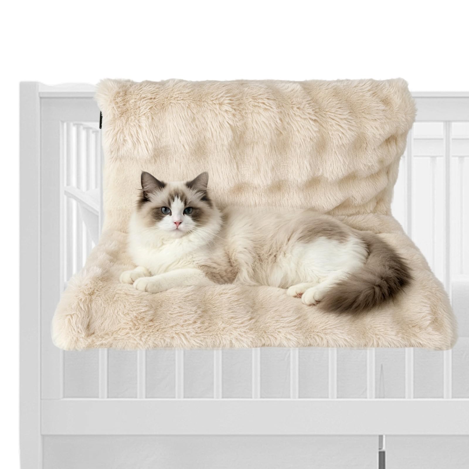 FARYODI Cat Bed for Heaters, Cat Heating Lounger with Cuddly Plush Cover, Cat Bed for Heaters, Cuddly Cat Heating Lounger, Heating Lounger Cats for All Radiators (Bubble Fleece, Beige)